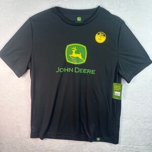 John Deere Graphic T-Shirt Mens L Black Short Sleeve UV Protection Wicking